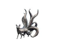 OLSKFUH Statue Miniature De Renard À Neuf Queues en Laiton, Sculpture De Renard en Métal Noir, Ornement De Bureau, Accessoires De Décoration pour La Maison, Bonsaï, Micro Paysage,