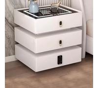 OLSKFUH Table De Chevet Intelligente, Éclairage Tactile, Trois Couleurs D'Éclairage, Chargement sans Fil, Verrouillage par Code Numérique, pour Chambre, Salon Ou Bureau.,White-50 * 40 * 65cm
