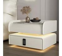 OLSKFUH Table De Chevet Minimaliste pour Chambre À Coucher, Table De Chevet Moderne Et Pratique avec Chargement sans Fil Et Verrouillage par Code, Table De Chevet Flottante Multi,