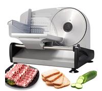 OLSKFUH Trancheuse À Viande Électrique avec Épaisseur Réglable De 1 À 15 Mm, Lames Amovibles en Acier Inoxydable, Interrupteur De Sécurité, Idéale pour La Charcuterie, Le Fromag,Grey