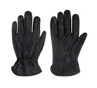 OLSON DEEPAK Gants de travail en cuir pour la construction, la cour, le jardinage, gants de travail en cuir pour homme et femme (noir, taille L)