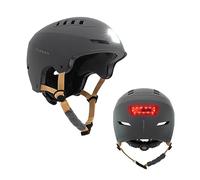 OLSSON Casque Velo Homme Phare LED Urban Light - Anthracite - Taille M/L - Ajustable - Homologué - Résistant aux Chocs à 360° - Doublure Amovible - Grilles de Ventilation - Trottinettes, Patins