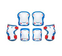 OLSSON Protections Patins à roulettes pour Fille et garçon - Rouge/Bleu - Taille S - Kit genouillères, coudières et Poignets - Homologuées - Haute résistance à l'abrasion - Polyvalentes et légères