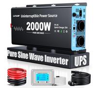 OLTEANP 2000W/4000W Convertisseur 12v 220v/230v Pur Sinus Onduleur,Transformateur 12v 220v avec 2 Prises CA, Port USB, Télécommande, écran LCD pour Voiture, Camping, Voyage, Panneau Solaire, VR