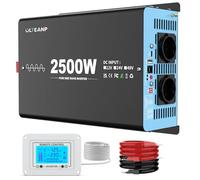 OLTEANP Convertisseur 12V 220V Pur Sinus 2500W/5000W Onduleur Transformateur de Tension Inverter avec écran LCD Télécommande & 2 Prises EU & Ports USB 3,1 A & Port de USB-C pour Camion de Camping
