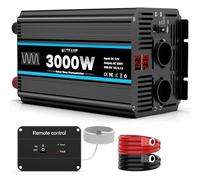 OLTEANP Convertisseur 12v 220v Pur Sinus 3000W/6000W Onduleur avec 2X écran | transformateur,Télécommande filaire,2 Prises UE, 2 Ports USB+Type-C, adapté aux appareils électroménagers, Camping,Camion