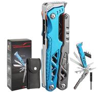 Olubfdh Pince Multifonction en Acier Inoxydable 17 en 1, Couteau Multifonction avec Sac, Outil Multitool Scie Embouts Tournevis Ouvre-Bouteille pour Camping, Extérieur, Randonnée, Survie, Réparation