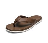 OLUKAI Olali Sandales en cuir pour homme, tongs polyvalentes et confortables, matériau doux et durable, soutien de la voûte plantaire et à porter toute la journée, Amande / Amande, 39.5 EU