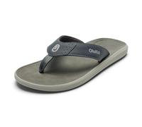 OLUKAI Pili Sandales en cuir pour homme, design élégant et polyvalent, sangles confortables et imperméables, soutien de la voûte plantaire et usage quotidien, Rock/Ash, 42 EU