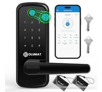 OLUMAT Serrure de porte intelligente sans clé, serrure de porte à empreintes digitales avec clavier, serrure numérique avec poignée pour la maison, la location, le garage, le bureau et l'hôtel