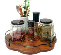 Oluote Lazy Susan Plateau Tournant en Bois, 30CM Organiseur de Placard Rotatif en Bois pour Placard, Réfrigérateur, Cuisine, Comptoir