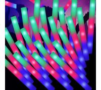OLUPP Lot de 100 bâtons fluorescents géants en mousse avec 3 modes de clignotement coloré, cadeaux de fête fluorescents, fournitures de fête phosphorescentes pour mariage, raves, concerts, camping,