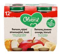Olvarit Fruit 12m+ Banane/Pomme/Orange/Biscuit 2x200g