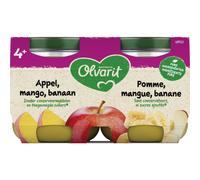 Olvarit Purée De Fruits Bébé +4 Mois Pomme Mangue Banane 2x125g