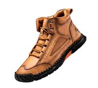 Olveros Boots Bottes pour homme en cuir imperméable faites à la main pour plus de confort avec soutien de la voûte plantaire et large boîte à orteils pour travailler et marcher en plein air, Brun