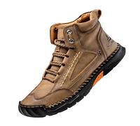 Olveros Boots Bottes pour homme en cuir imperméable faites à la main pour plus de confort avec soutien de la voûte plantaire et large boîte à orteils pour travailler et marcher en plein air, kaki, 32