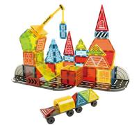 Olvy Bloc Aimanté Jeu Construction Aimant 3 Ans Constructeur 42 pièces Kits | Initiation premier age | Boite rangement solide amovible | Carreau imant | Bloc magnetique jouet construction aimante enfant