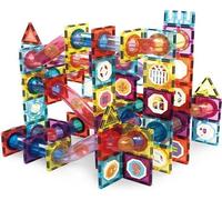 Olvy Bloc Aimanté Jeu Construction Aimant 3 Ans STEM Marbre 100 pièces Pcs | Circuit toboggan bille | Tuyau transparent incassable | Jeu de vitesse 3D | Bloc magnetique jouet construction aimante enfant