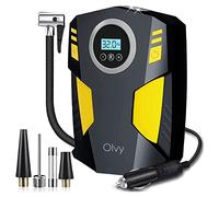 Olvy Compresseur d'air 12V - Pompe à pneus électrique - Pompe à vélo électrique - Pompe à pneu à compresseur - Vélo/Voiture/Moto/Balle/Matelas pneumatique - Avec 4 pièces