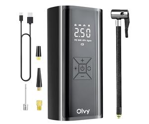 Olvy Compresseur d'air 7000 mAh, mini pompe à pneu, pompe à vélo, mini compresseur pour ballons de vélo de voiture