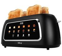 Olvy Grille-pain de luxe avec écran LCD et minuterie - Fentes extra larges (Décongeler/Réchauffer) - 6 niveaux de dorage - Black - 1500 watts