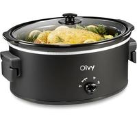 Olvy Slow Cooker Basic Mijoteuse en céramique 3 niveaux - Poignées pliables - 6 l