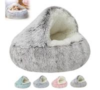 Olvys Cozy Cocoon Pet Bed, CozyCove Premium Pet Bed, Fidofaves Cozy Nook Pet Bed for Dogs, Winter Pet Plush Bed for Indoor Cats or Small Dog Beds Washable (23.6in,Coffce - Long plush)
