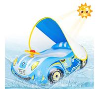 Olycism Bouee Bébé avec Pare Soleil UPF50+ et Volant pour Le Jeu pour Bébés Nageurs Bouee Piscine Bebe avec kit de Patch pour Tout-Petits Piscine pour Bébé pour 1 à 4 Ans Bleu