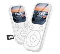 Olycism Lecteur MP3 64 Go avec Bluetooth 5.3 Lecteur de Musique Portable avec qualité sonore HiFi et Radio FM Batterie de 300 mAh Comprend des Haut-parleurs intégrés adapté au Sport,aux Voyages Blanc