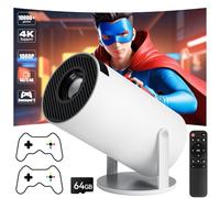 Olycism Mini Projecteur 4K avec 2 Manettes de Jeu et Plus de 10000 Jeux Pico Projecteur HD 1080P Android 12 Bluetooth 5.2 WiFi 6 Clé de Voûte Automatique Vidéo Projecteur pour Smartphone Ordinateur