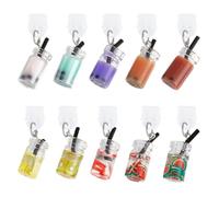 OLYCRAFT 10 bouchon Anti Poussière de Type C pour Tasse de Thé au Lait 3.5cm Bouchons Anti Poussière pour Téléphone avec Bouteille en Verre Pendentifs en Résine pour Boisson Bouchons