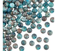 OLYCRAFT 100 pièces 6mm Perles de Pierre de Chrysocolle Naturelle Perles de Marbre Brins Rondes Perles de Pierres Précieuses en Vrac Pierre D'Énergie pour Bracelet Collier Fabrication de Bijoux