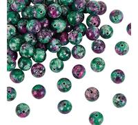 OLYCRAFT 100 pièces 8mm Rubis Naturel Zoisite Perles Épidote Jaspe Perle Brins Rondes en Vrac Pierres Précieuses Perles Énergie Pierre pour Bracelet Collier Fabrication de Bijoux