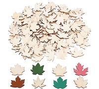OLYCRAFT 100pcs Découpes de Feuille D'Érable en Bois Inachevées | Tranches Blanc, Bois Material, 2.65~2.9x2.9~3x0.25cm, d'Érable Décorations en Bois, Ornements pour Bricolage, Décorations