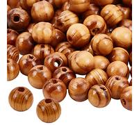 OLYCRAFT 100Pcs Perles en Bois Naturel 12mm Rondes en Vrac BurlyWood D'Espacement pour la Fabrication de Bijoux