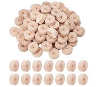 OLYCRAFT 100Pcs Roue en Bois de 30x12mm avec Trou de 3mm Roue en Bois Non Finie Roue Plate Ronde en Bois pour Modèles de Voitures de Bricolage Remplacement de Pneus Fournitures D'Artisanat en Bois