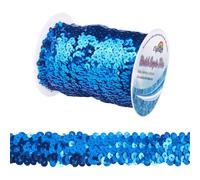 OLYCRAFT 11-Yard 1 pouce lastique Sequin Garniture M tallique Bleu Stretch Sequin Garniture 3 Rang es Tissu Paillette Ruban Garniture pour Robe