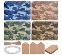 OLYCRAFT 12 Feuilles 4 Styles Papier Cadeau Camouflage 68.5x50.6cm Papier Emballage Militaire Camouflage Thème Ensemble Cadeau pour Anniversaire Jour Fête Extérieure Retraite Fête Chasse Artisanat