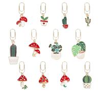 OLYCRAFT 12 pièces Trombones Champignon Cactus 3.9~5.8cm Alliage Émail Pendentif Trombone Thème Végétal Ruban Pendentif Trombones pour Papier Document Note Tri et Organisation