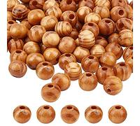 OLYCRAFT 120 pcs 10mm Perles en Bois Naturel Rondes avec Trou 2~3.5mm pour Bijoux et Bricolage en Brown