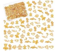 OLYCRAFT 120 Remplisseur de résine 10 Styles Accessoires de Remplissage de résine d'alliage d'océan d'animaux pour la Fabrication de Bijoux, l'art des Ongles et l'artisanat - Or