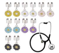 OLYCRAFT 12pcs 6 couleurs tournesol stéthoscope charmes 1.6cm Daisy alliage stéthoscopes nom ID Tag charme stéthoscope charmes stéthoscopes accessoires Docteur Infirmière Assistant médical