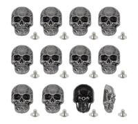 OLYCRAFT 12Pcs bouton crâne tête de crâne cuir boucle décorative 2.5mm trou Gunmetal Punk crâne crâne décoratif métal Punk boucle arrière vis bricolage bricolage artisanat 35x25.5x13mm