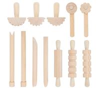 OLYCRAFT 12Pcs Set d'Outils en Bois pour Argile et Pâte à Modeler Set d'outils en Bois pour la pâte à Modeler Set de Rouleaux en Bois Outils pour l'argile et la pâte à Modeler l'argile Fournitures