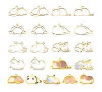 OLYCRAFT 14pcs Hibernator Thème Ouvert Lunette Charmes 7-Style Alliage Pendentifs Cadre Résine Creuse Cadres avec Boucle pour la Fabrication de Bijoux en Résine - Or