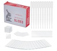 OLYCRAFT 150Pcs lames de Microscope vierges et couvre 50Pcs lames de Microscope vierges pré-nettoyées et 100Pcs avec compte-gouttes en plastique 10pcs expériences de microscopie amateurs Science