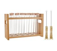 OLYCRAFT 15Pcs/Set Set de support de Tube à essai en bois 26.3x10x17cm support de Tube bois Kit de Tubesessai plastique 12 trous Tubes expériences scientifiques de laboratoire de chimie