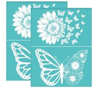 OLYCRAFT 2 pcs 22x28 cm Tournesol Auto-Adhésif Sérigraphie Pochoir Papillon Sérigraphie Pochoir Printemps Thème Réutilisable Maille Pochoirs Transfert pour Bricolage T-Shirt Tissu Peinture
