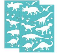 OLYCRAFT 2 Pcs Pochoir de Sérigraphie Auto-Adhésif Dinosaure Motif Pochoir Réutilisable Animaux Maille Pochoirs Transfert Lavable Décor à la Maison pour DIY T-Shirt Tissu Peinture 19.5x14 cm