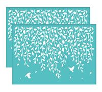 OLYCRAFT 2 Pcs Vigne Oiseau Partten Auto-Adhésif Sérigraphie Pochoir Plante Thème Sérigraphie Pochoir Réutilisable Maille Pochoirs Transfert pour DIY T-Shirt Tissu Peinture - 19.5x14cm